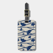 blauer Ginkgo Gepäckanhänger (Vorderseite vertikal)