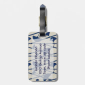 blauer Ginkgo Gepäckanhänger (Rückseite vertikal)