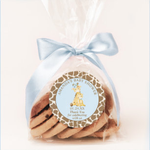 Blauer Giraffe Baby Shower Klassischer Rund Aufkle Runder Aufkleber