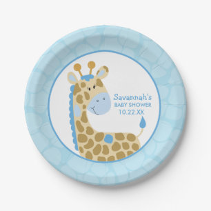 Blauer Giraffen-Babyparty-Pappteller Pappteller