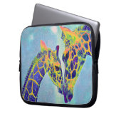 blauer Giraffenlaptop Laptopschutzhülle (Vorderseite Links)