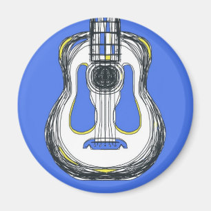 Blauer Gitarren-Monster-Gesichts-Magnet Magnet