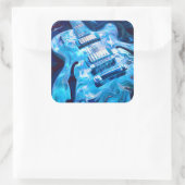 Blauer Gitarrist Quadratischer Aufkleber (Tasche)