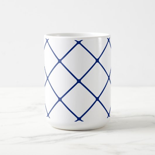 Blauer Gitter (geknackt) Kaffeetasse (Mittel)