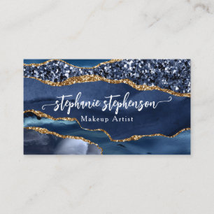 Blauer Glam Glitter Achat Mode Stylist Modern Visitenkarte
