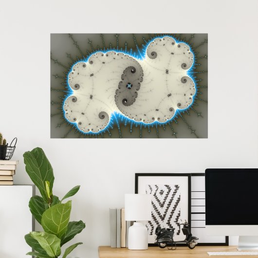 Blauer Glanz - Fraktal Poster (Heimbüro)