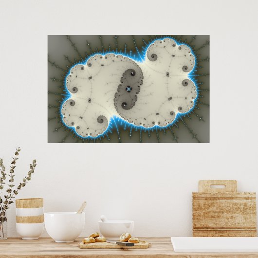 Blauer Glanz - Fraktal Poster (Küche)