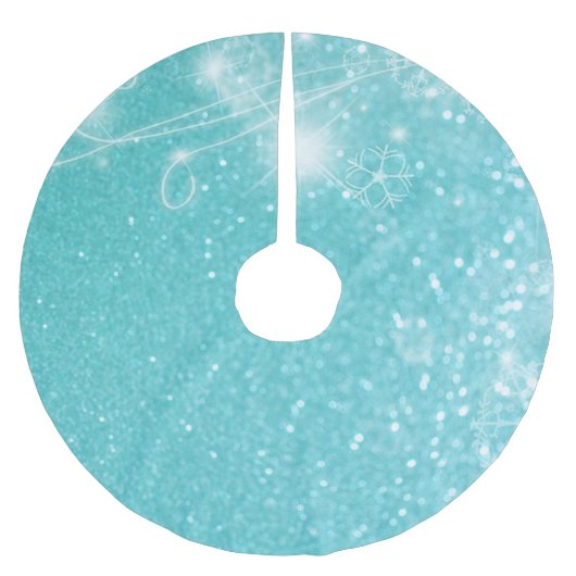 Blauer Glanz Glitter Polyester Weihnachtsbaumdecke (Vorderseite)