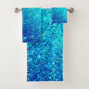 Blauer Glanz Ombre Aquamarin farbig Niedlich Badhandtuch Set