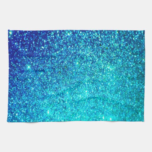 Blauer Glanz Ombre Aquamarin farbig Niedlich Geschirrtuch (Horizontal)