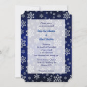 Blauer Glanz Silver Snowflake Hochzeit Einladung (Vorderseite)