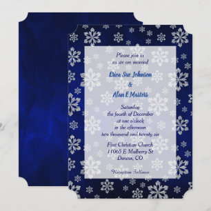 Blauer Glanz Silver Snowflake Hochzeit Einladung