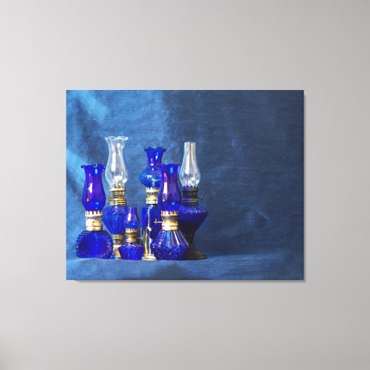 Blauer Glass Lampen Stretched Canvas Print Leinwanddruck (Vorderseite)
