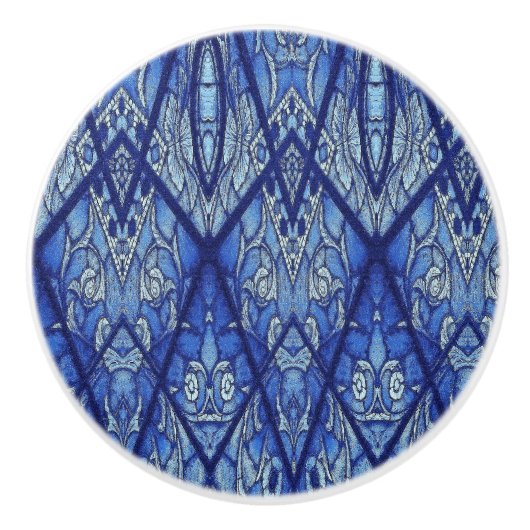 Blauer Glasszieher Keramikknauf (Vorderseite)