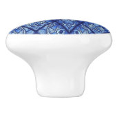 Blauer Glasszieher Keramikknauf (Seitenansicht)