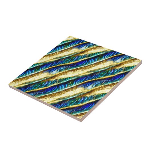 Blauer Glattleder Muschel Fliese (Seite)