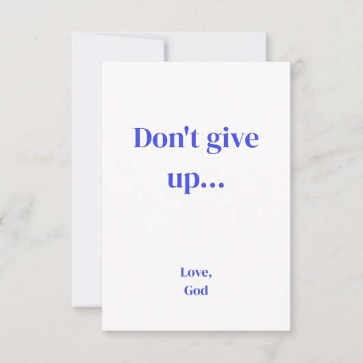 Blauer Glaube Gib nicht auf... Liebe, Mitteilungsk Mitteilungskarte (Vorderseite)