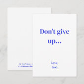 Blauer Glaube Gib nicht auf... Liebe, Mitteilungsk Mitteilungskarte (Vorne/Hinten)