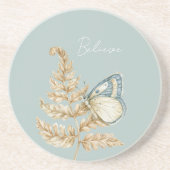 Blauer Glaubensschmetterling Getränkeuntersetzer (Vorne)