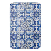Blauer Glazed Azulejo Tile Blumenmuster Badematte (Vorderseite Vertikal)