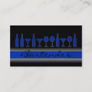 Blauer Glitter-Barkeeper trinkt Geschäftskarte Visitenkarte
