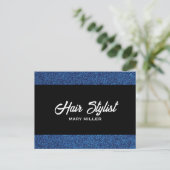 Blauer Glitter Friseur Moderne Schere Schwarz Postkarte (Stehend Vorderseite)