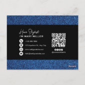 Blauer Glitter Friseur Moderne Schere Schwarz Postkarte (Rückseite)