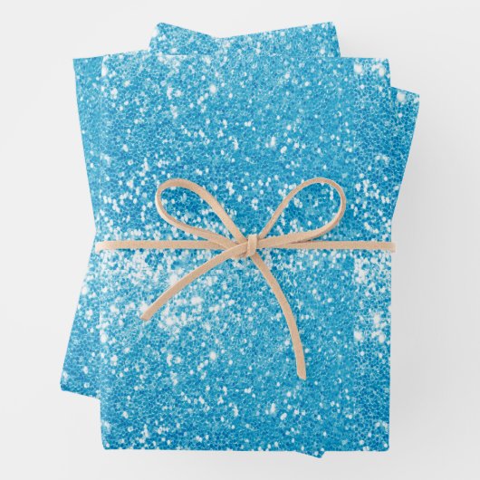 Blauer Glitter Geschenkpapier Set (Beispiel)