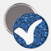 Blauer Glitter-Häkchen-Schreibsymbol Magnet (Vorderseite/Rückseite)