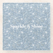 Blauer Glitter-Schimmer Glasuntersetzer (Vorderseite)