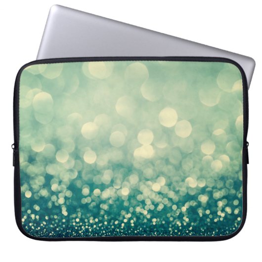 Blauer Glitter Weihnachtsabstrakt Laptopschutzhülle (Vorderseite)