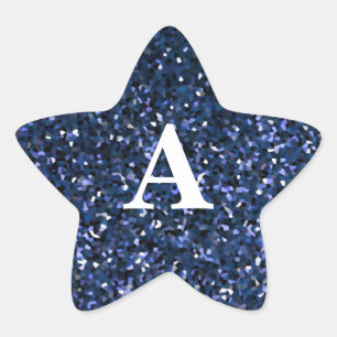 Blauer Glitter Weißes Monogramm Anfangsbuchstabe B Stern-Aufkleber