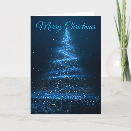 Blauer Glitterbaum Feiertagskarte (Vorderseite)