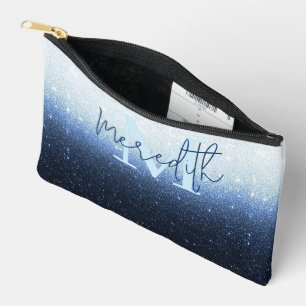 Blauer Glittergradient personalisiert Zubehörtasche