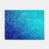 Blauer Glitterie Ombre Aquamarin farbiges Hell Fußmatte (Vorderseite)