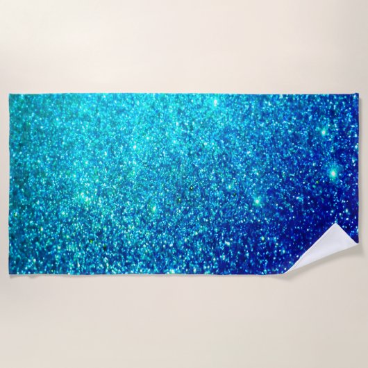 Blauer Glitterie Ombre Aquamarin farbiges Hell Strandtuch (Vorderseite)