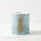 Blauer Glittery Sparkle Gold Ananas Kaffeetasse (Mittel)