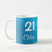 Blauer Glitzer-21. Geburtstags-Tasse Kaffeetasse (Links)