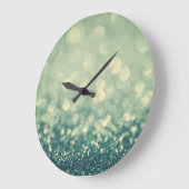 Blauer Glitzer: Abstrakte Weihnachten Große Wanduhr (Winkel)