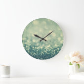 Blauer Glitzer: Abstrakte Weihnachten Große Wanduhr (Zuhause)