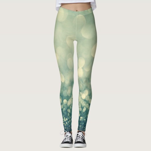 Blauer Glitzer: Abstrakte Weihnachten Leggings (Vorderseite)