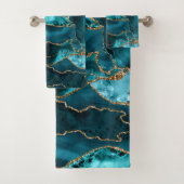 Blauer Glitzer Agate Badhandtuch Set (Insitu)