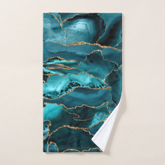 Blauer Glitzer Agate Badhandtuch Set (Handtuch)