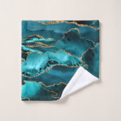 Blauer Glitzer Agate Badhandtuch Set (Waschlappen)