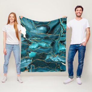 Blauer Glitzer Agate Fleecedecke