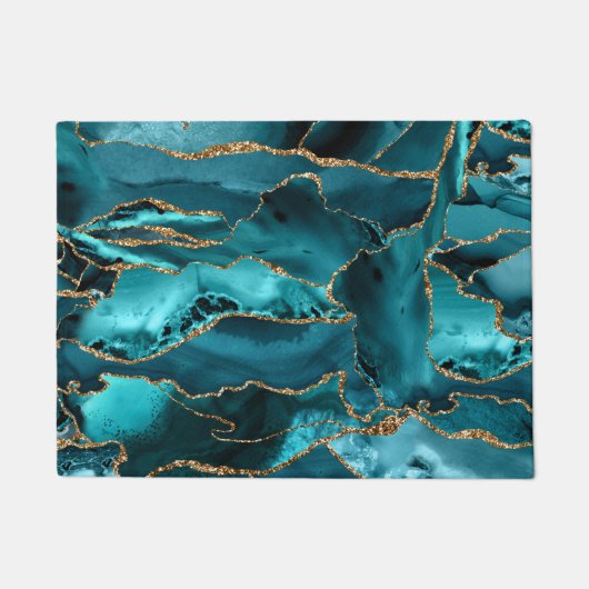 Blauer Glitzer Agate Fußmatte (Vorderseite)