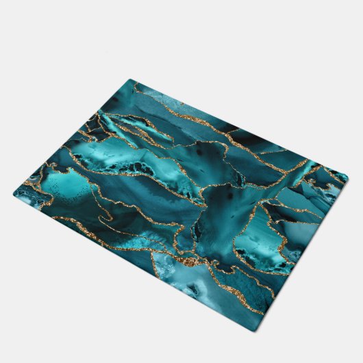 Blauer Glitzer Agate Fußmatte (Schrägansicht)