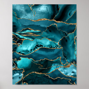 Blauer Glitzer Agate Poster