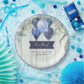 Blauer Glitzer Balloons Eucalyptus Baby Dusche Pappteller (Party)