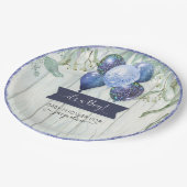 Blauer Glitzer Balloons Eucalyptus Baby Dusche Pappteller (Schrägansicht)